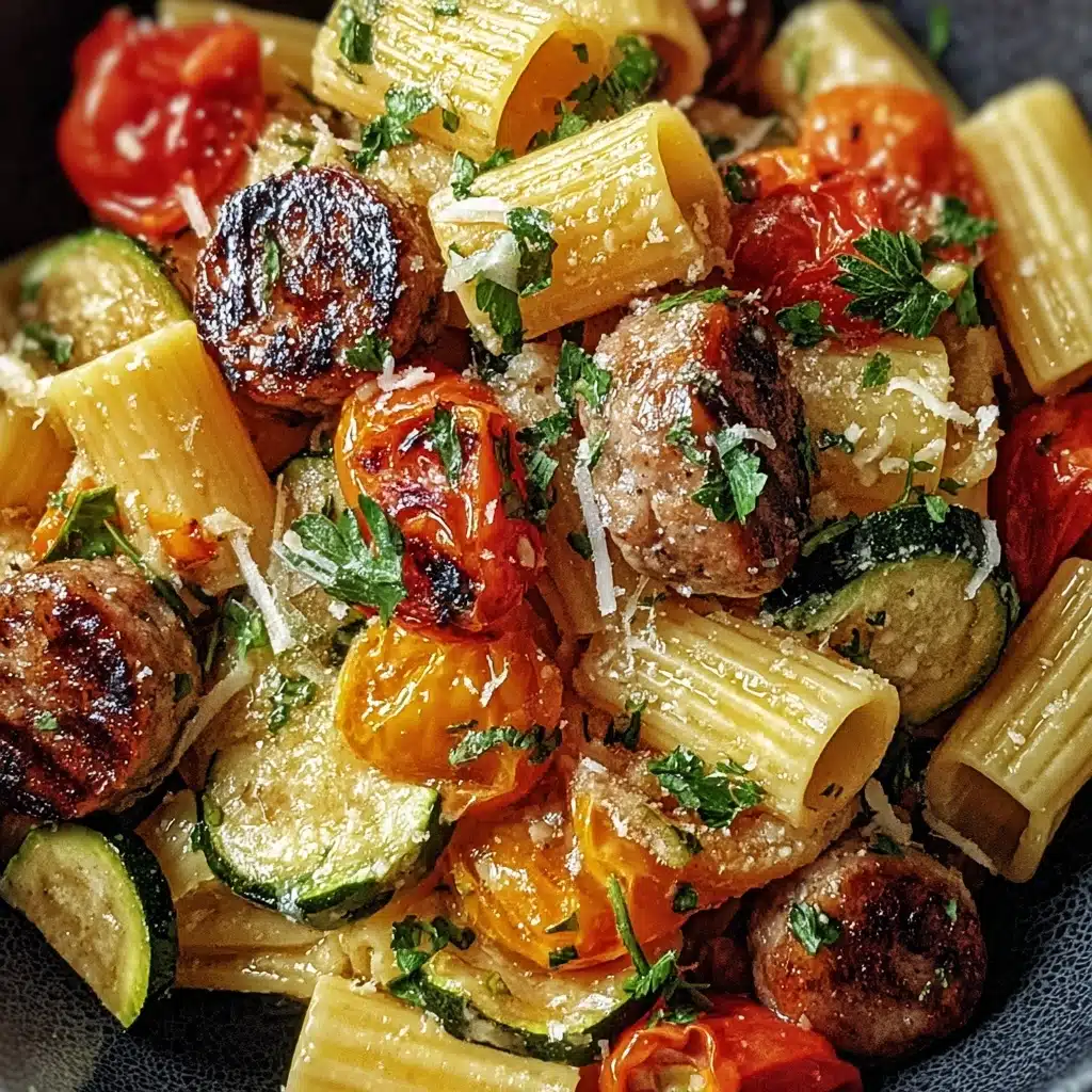 Chicken Sausages with Zucchini, Tomatoes, and Pasta Recipe - Recipe Image