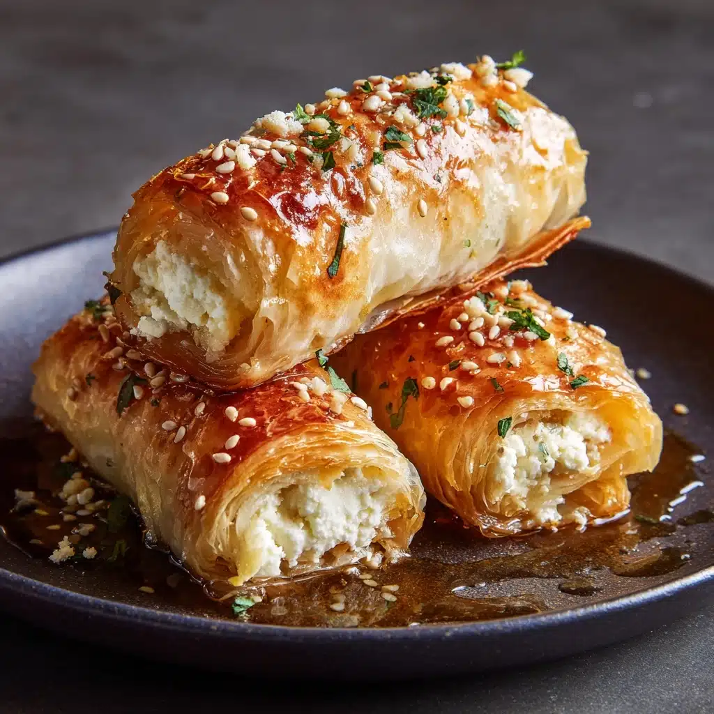 Oven Fried Feta Rolls with Chili Honey Recipe - Recipe Image
