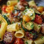 Chicken Sausages with Zucchini, Tomatoes, and Pasta Recipe