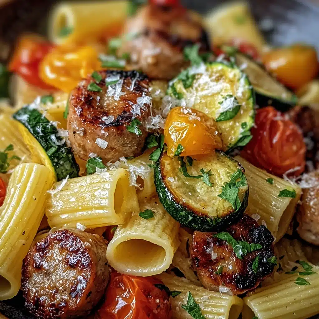Chicken Sausages with Zucchini, Tomatoes, and Pasta Recipe