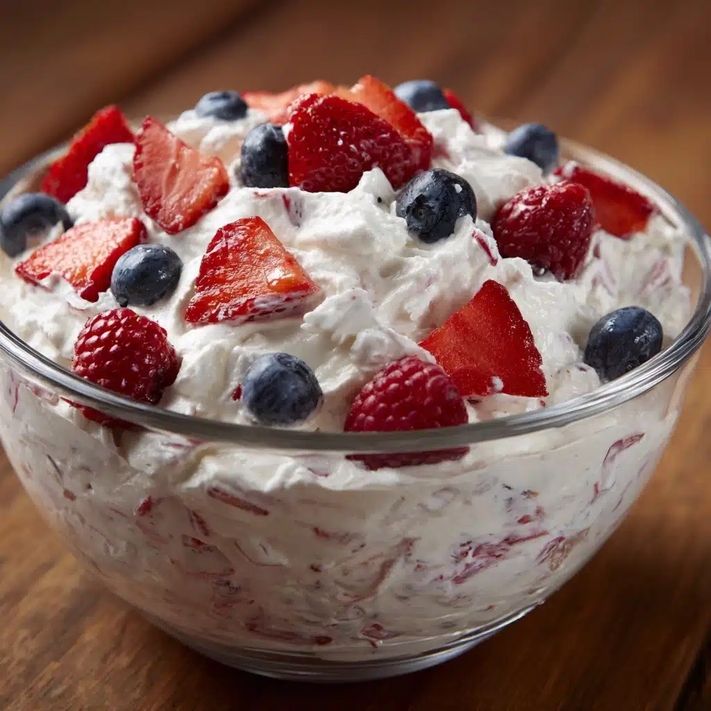 Red White and Blue Cheesecake Salad Recipe - Recipe Image