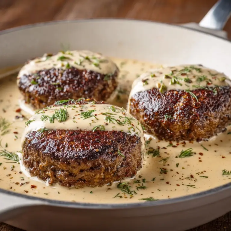 Hamburger Steaks in Creamy Dill SauceIngredients Recipe