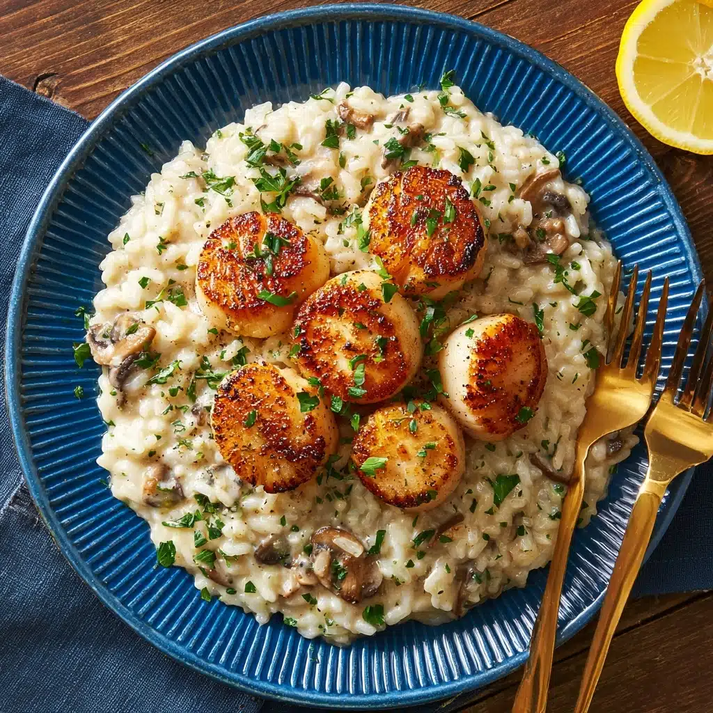 Lemon Butter Scallops Over Parmesan Risotto Recipe - Recipe Image