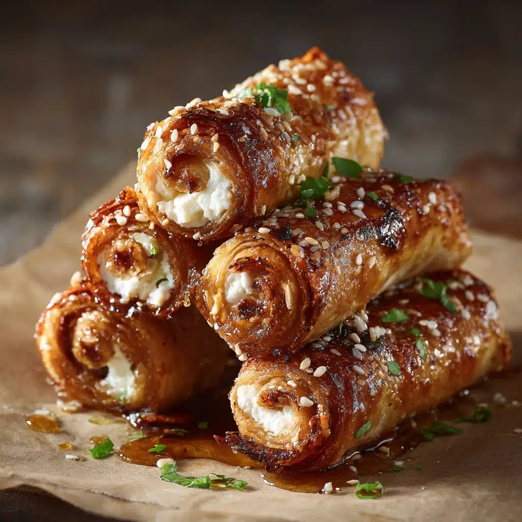 Oven Fried Feta Rolls with Chili Honey Recipe - Recipe Image