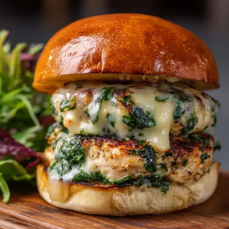 White Cheddar and Spinach Chicken Burgers Recipe