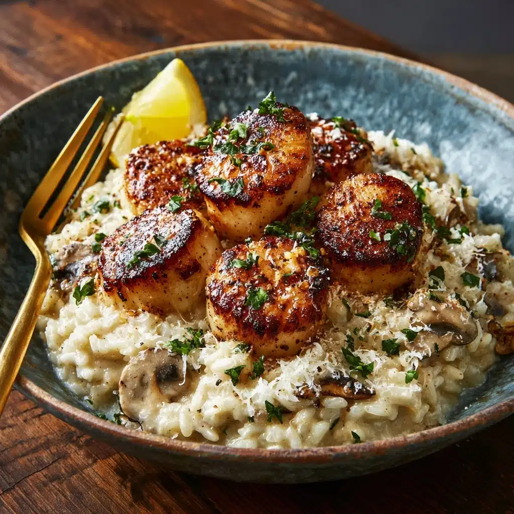 Lemon Butter Scallops Over Parmesan Risotto Recipe - Recipe Image