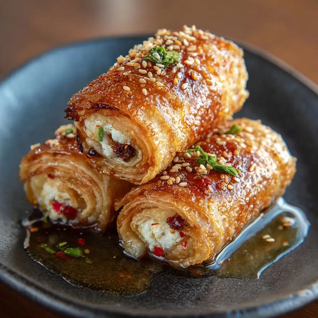 Oven Fried Feta Rolls with Chili Honey Recipe - Recipe Image