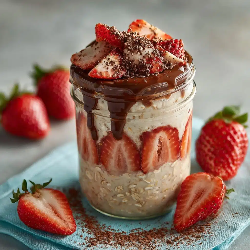 Decadent Chocolate Strawberry Overnight Oats Recipe - Recipe Image