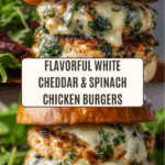 White Cheddar and Spinach Chicken Burgers Recipe
