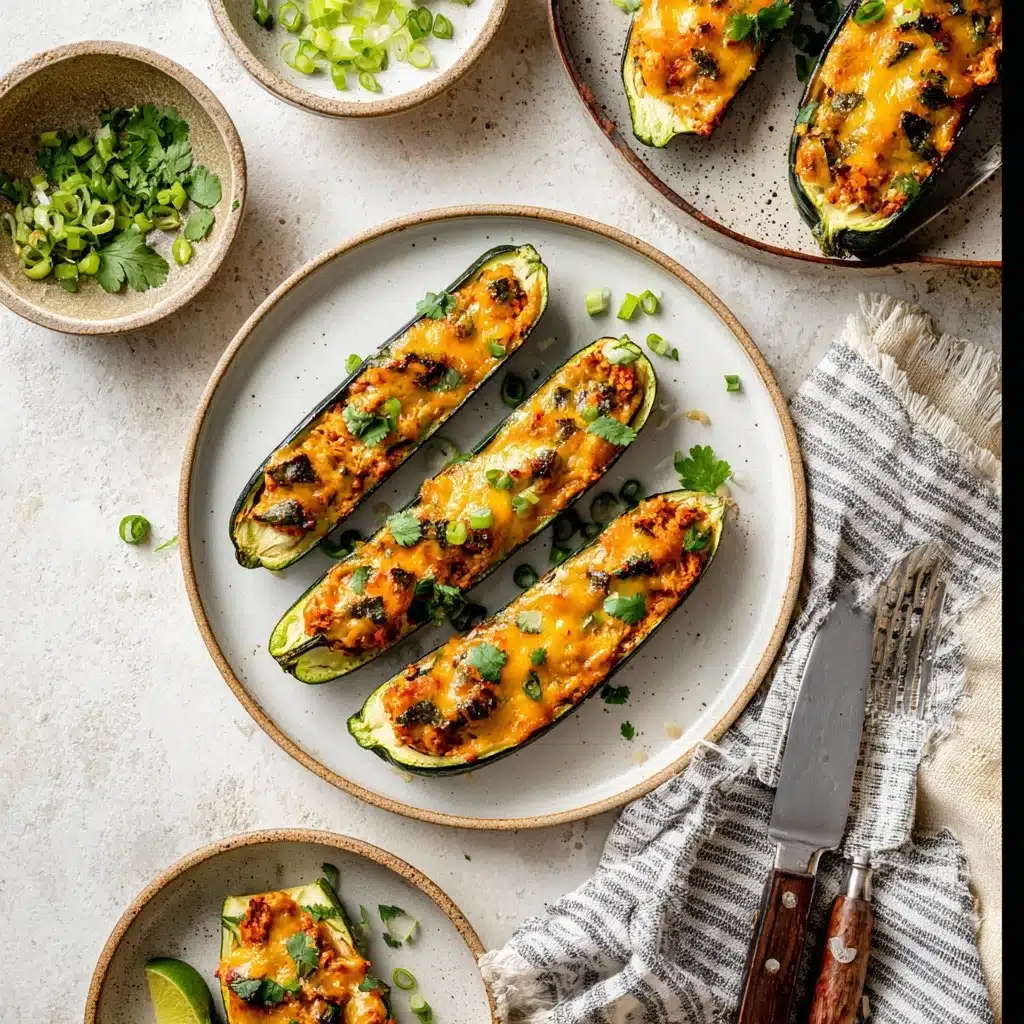 Cheesy BBQ Chicken Stuffed Zucchini Boats Recipe - Recipe Image
