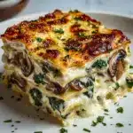 Easy Creamy Spinach Mushroom Lasagna Recipe