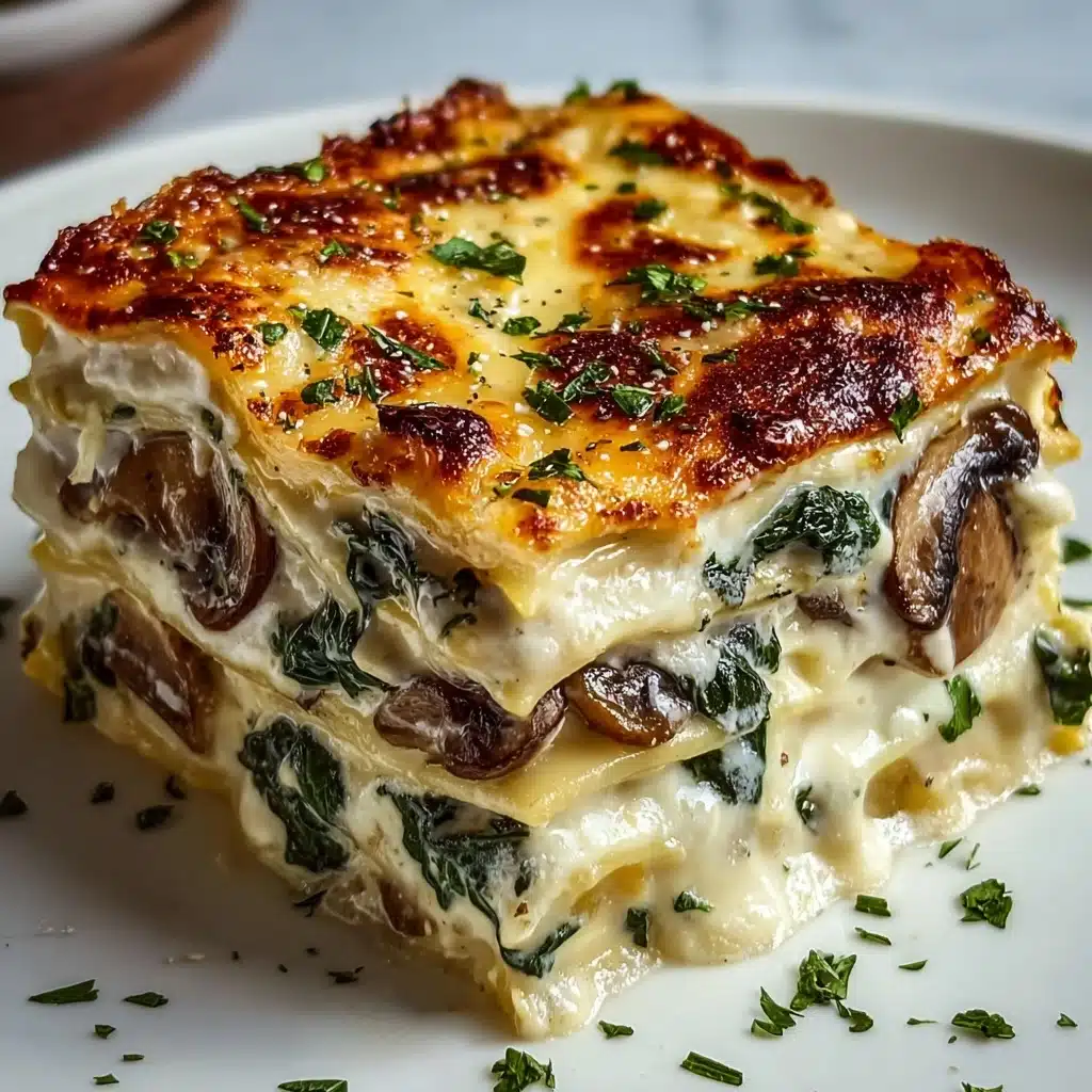 Easy Creamy Spinach Mushroom Lasagna Recipe