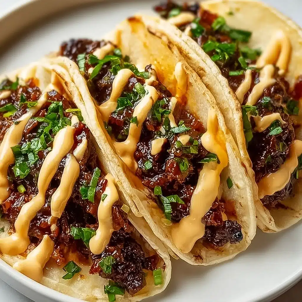 Garlic Butter Honey BBQ Beef Tacos Recipe - Recipe Image