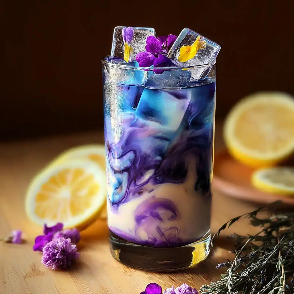 Create a Beautiful Iced Butterfly Pea Flower Tea Latte Recipe - Recipe Image