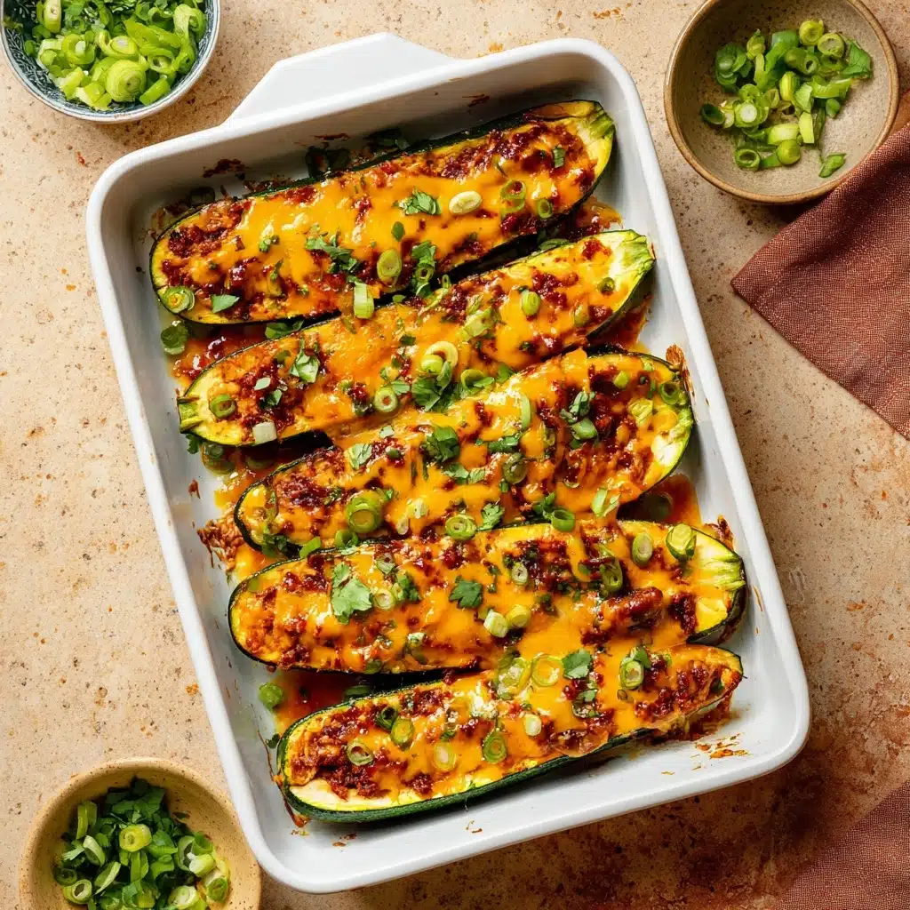 Cheesy BBQ Chicken Stuffed Zucchini Boats Recipe - Recipe Image