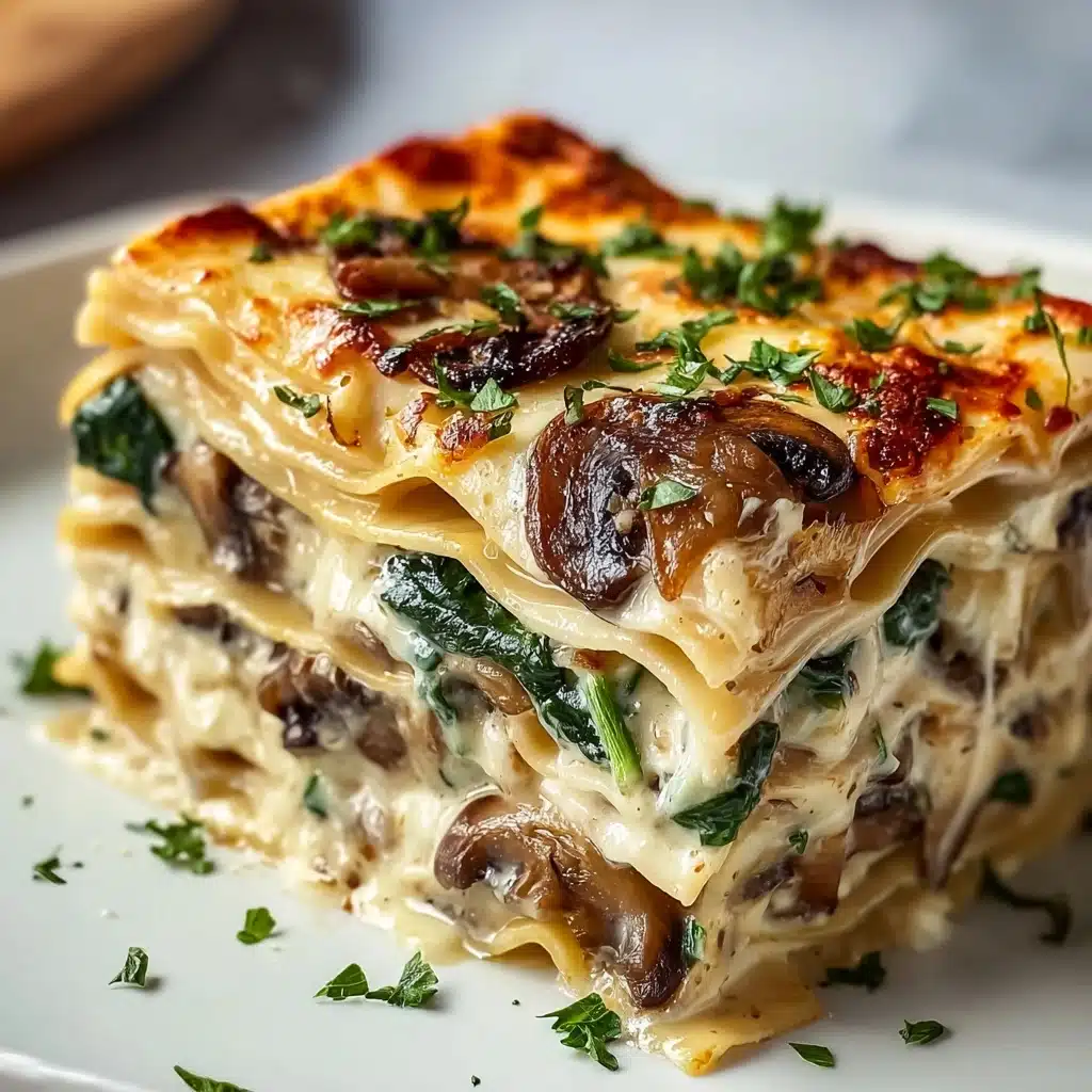 Easy Creamy Spinach Mushroom Lasagna Recipe - Recipe Image