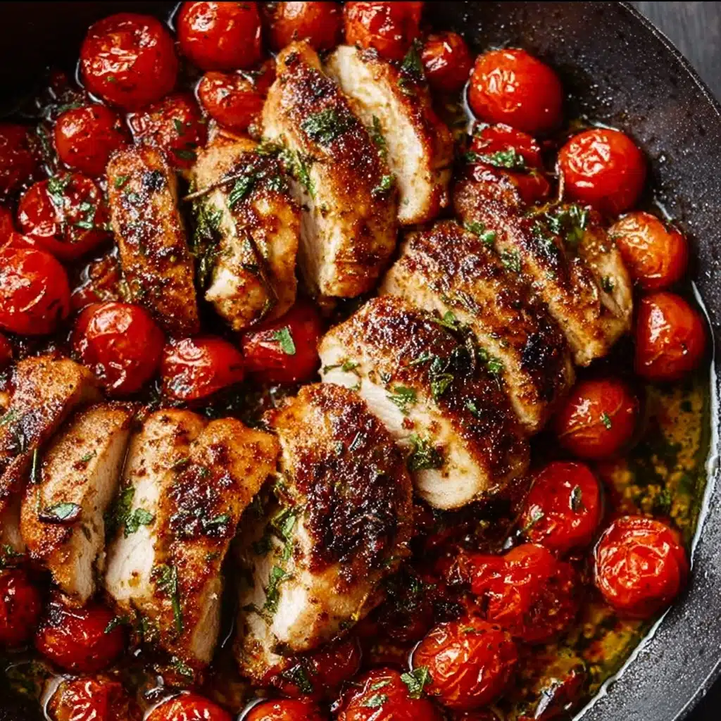 Creamy Pesto Chicken with Roasted Tomatoes Recipe - Recipe Image