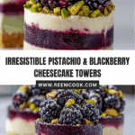 Pistachio & Blackberry Cheesecake Towers Recipe