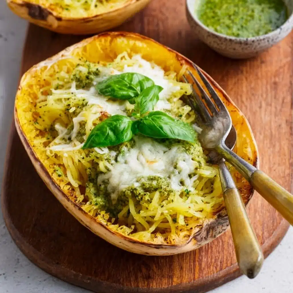 Baked Pesto Chicken Spaghetti Squash Recipe - Recipe Image