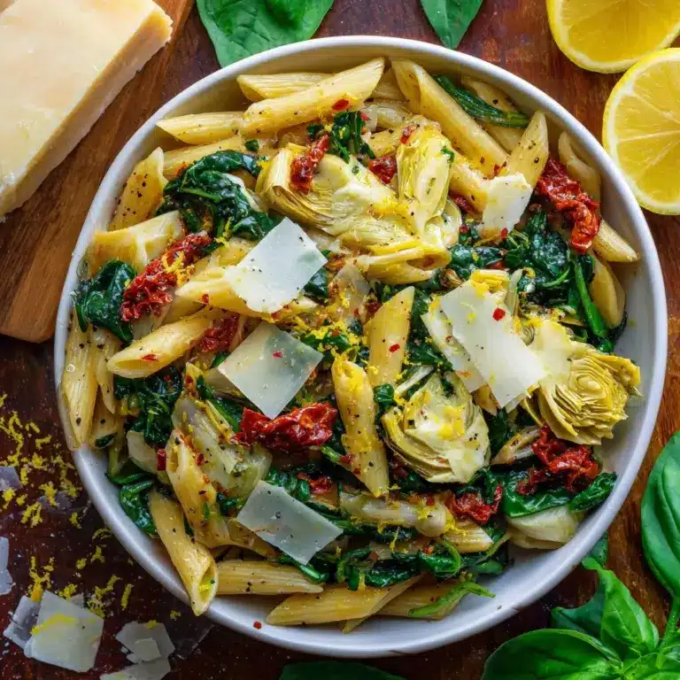 Spinach and Artichoke Penne Pasta Salad Recipe