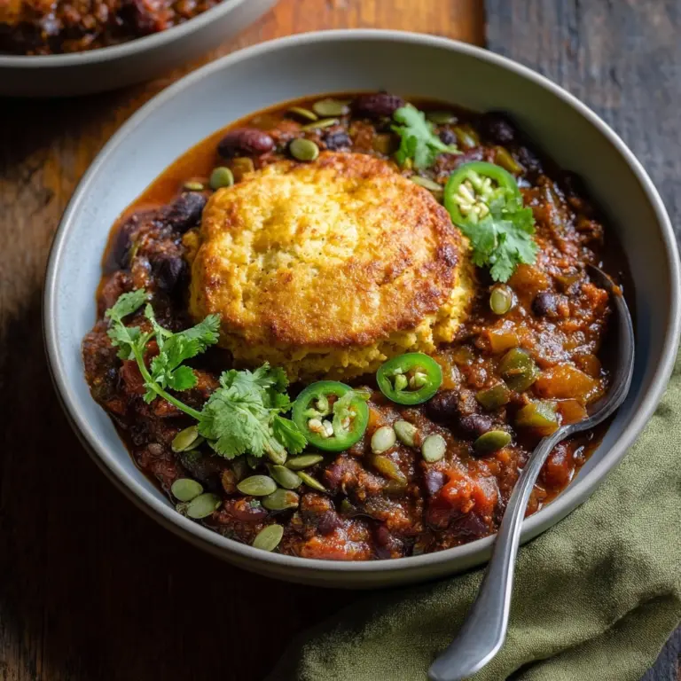 Black Bean Chili with Cornbread Biscuits Recipe