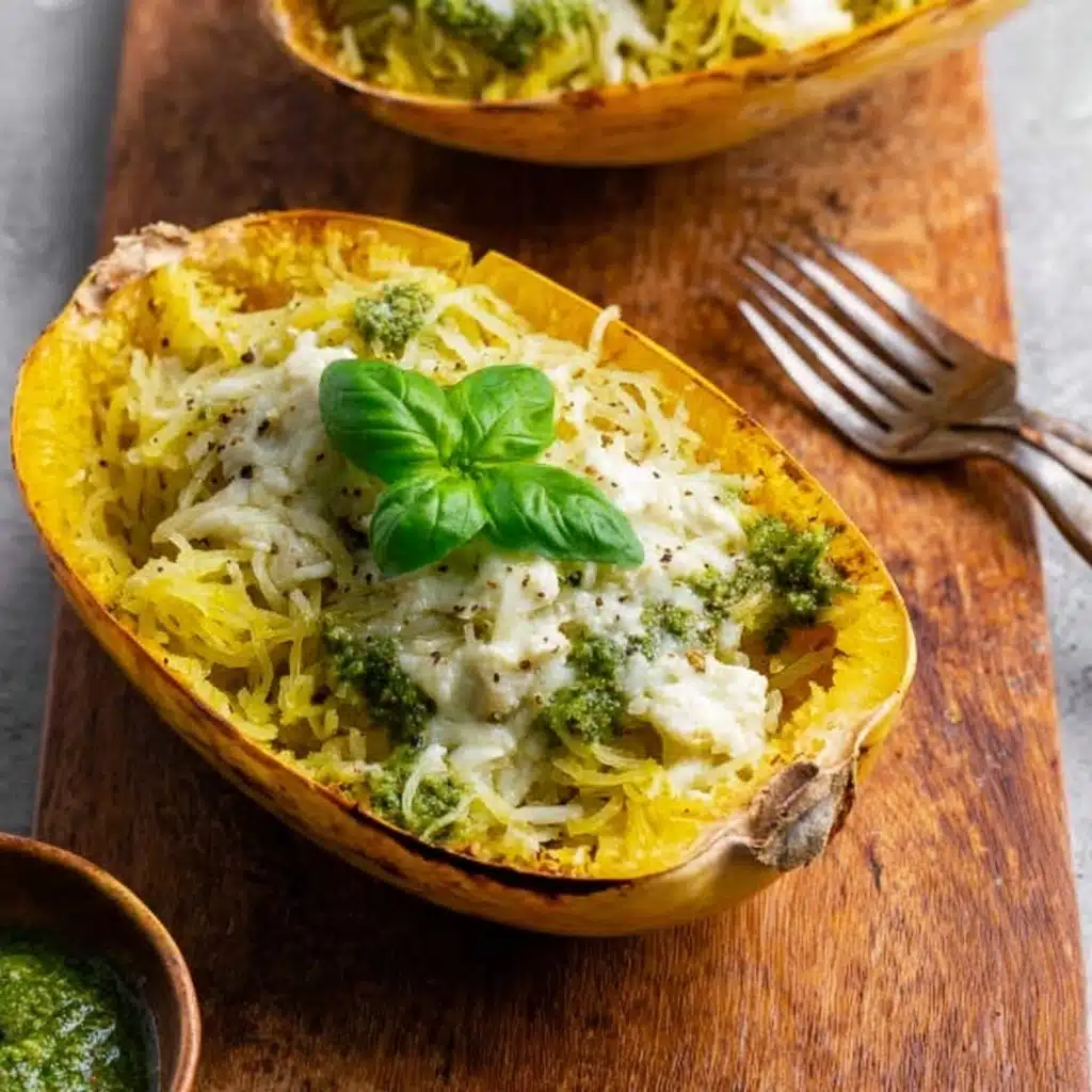 Baked Pesto Chicken Spaghetti Squash Recipe