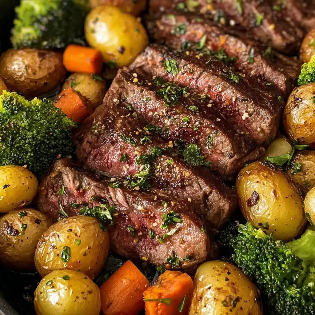 Garlic Butter Steak & Veggies Sheet Pan Recipe - Recipe Image
