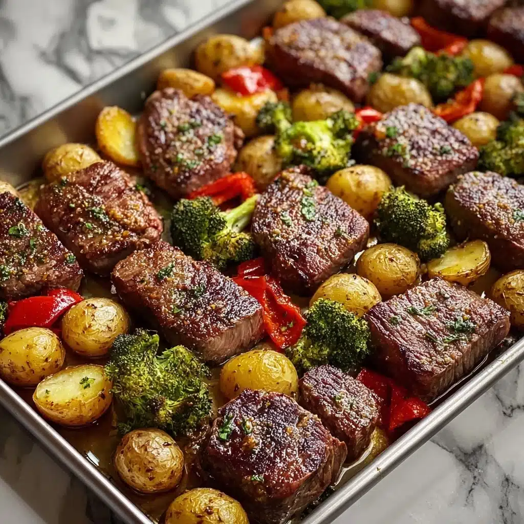 Garlic Butter Steak & Veggies Sheet Pan Recipe - Recipe Image