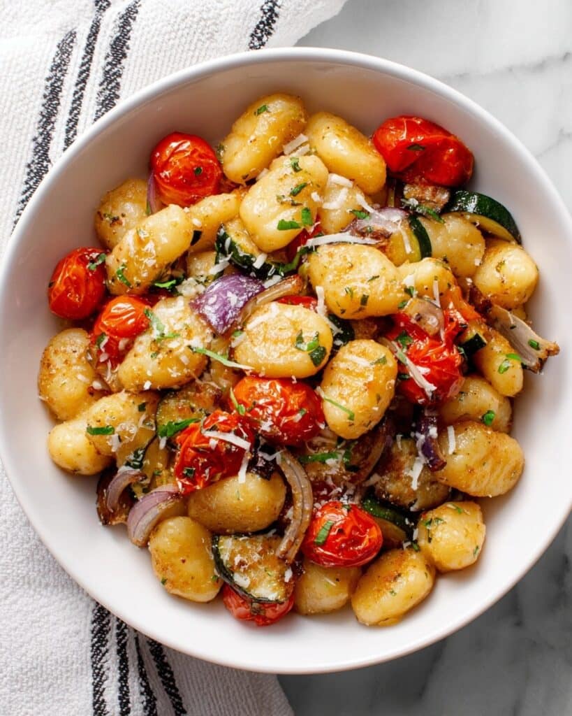 Roasted Garlic Sheet Pan Gnocchi Recipe