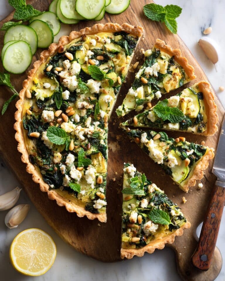 Zucchini, Feta and Mint Tart with Pine Nuts Recipe