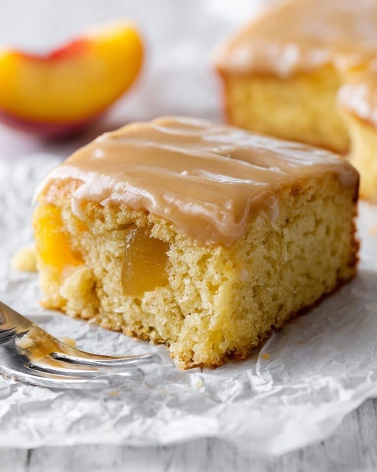 Brown Sugar Peach Cake with Creamy Brown Sugar Frosting Recipe