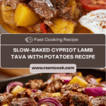 Place the lamb shoulder into your baking dish along with the potatoes, onions, and cleaned garlic cloves Recipe