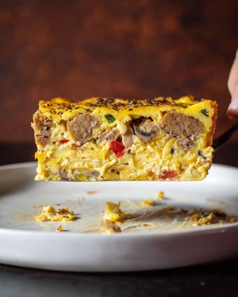 Vegan Breakfast Casserole with Tofu, Vegan Sausage, and Veggies Recipe