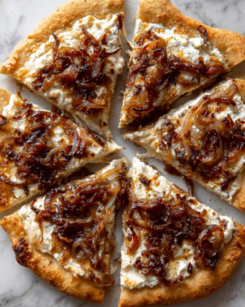 Goat Cheese and Bacon Pizza with Caramelized Onion Recipe