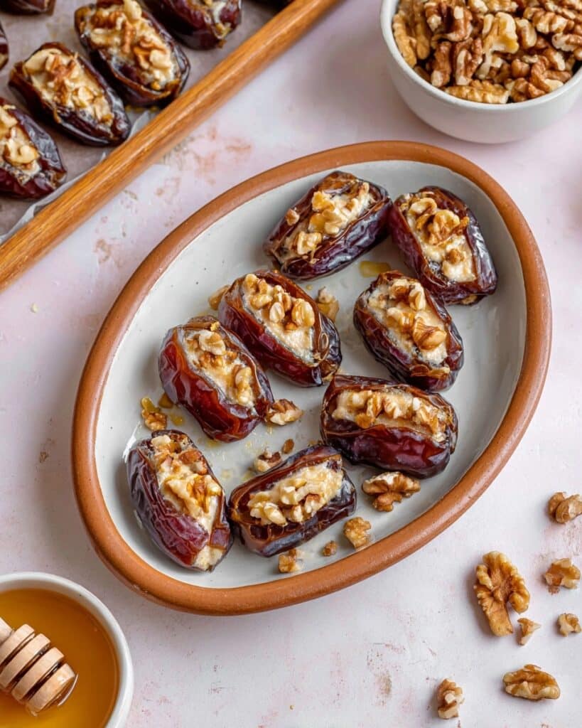 Goat Cheese Stuffed Dates with Walnuts and Honey Recipe