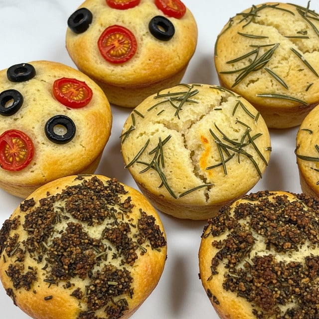 Focaccia Muffins (Easy No Knead with 3 Flavors) Recipe