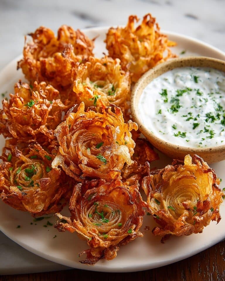 Crispy Mini Bloomin’ Onions with Creamy Buttermilk Ranch Dip Recipe