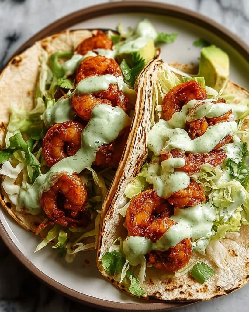 Irresistibly Juicy Spicy Shrimp Tacos with Avocado Crema Recipe