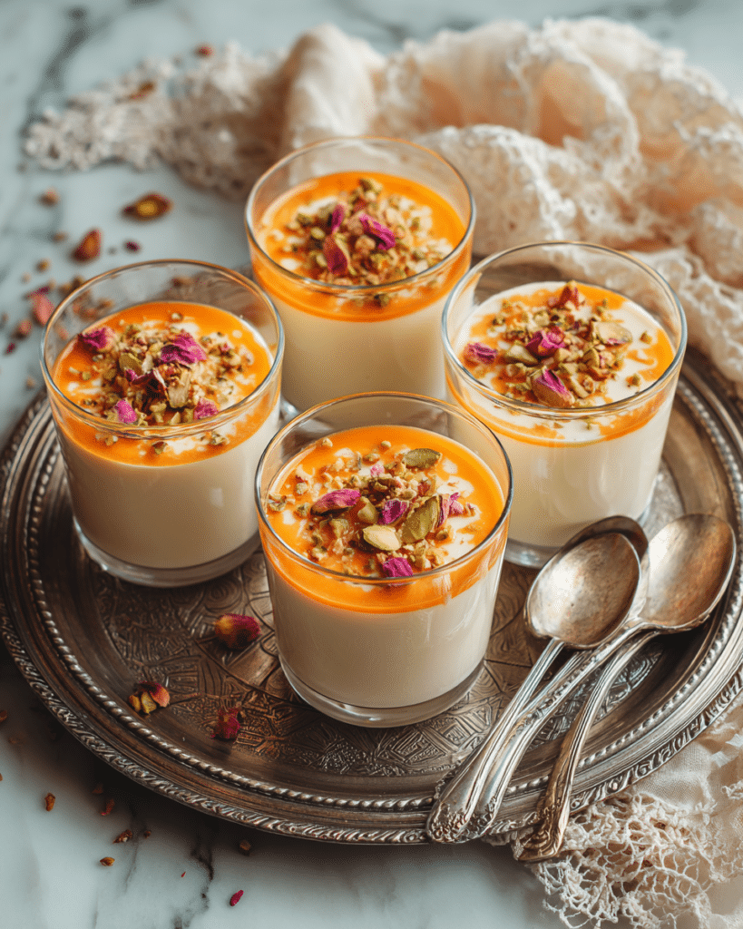 Saffron Cardamom Baked Yogurt with Mango Saffron Compote Recipe