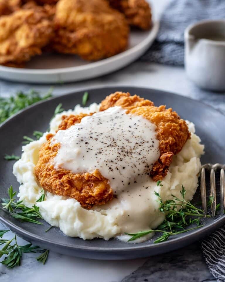 Crispy Chicken Fried Chicken with Homemade Gravy Recipe