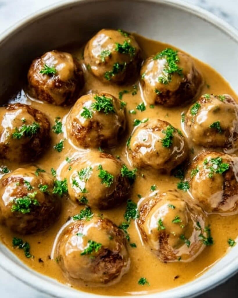 Crockpot Swedish Meatballs with Creamy Gravy Recipe