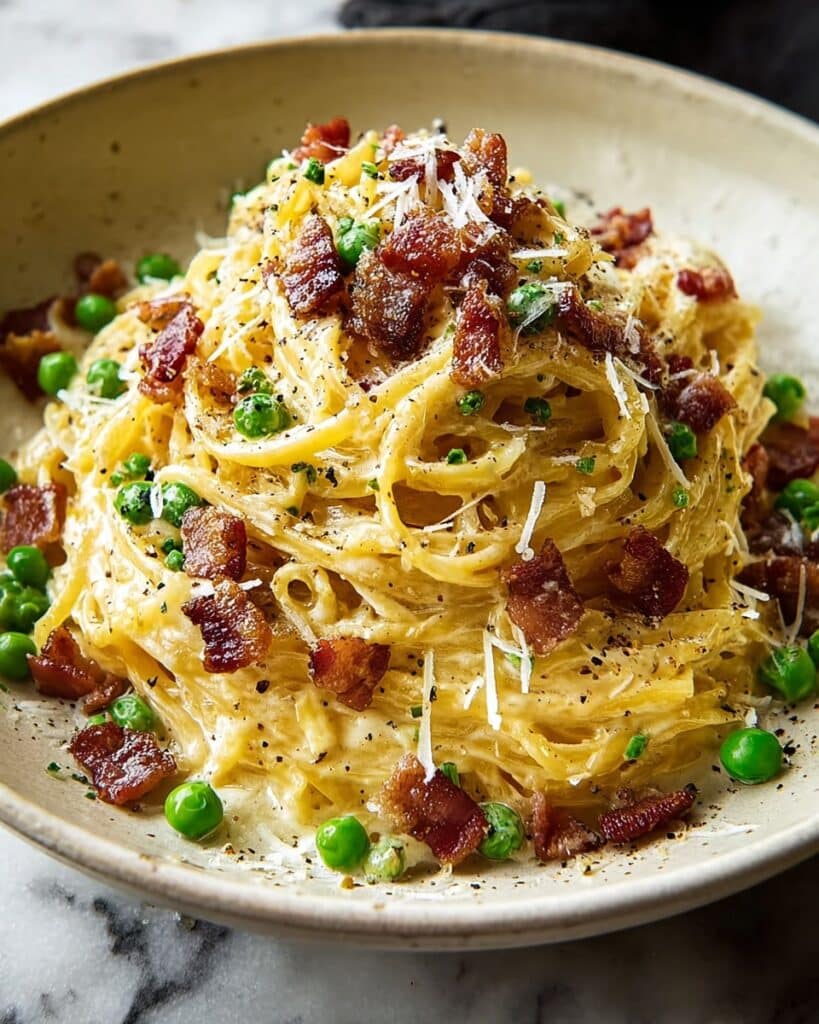 Easy Creamy Beef Bacon Carbonara Pasta Recipe