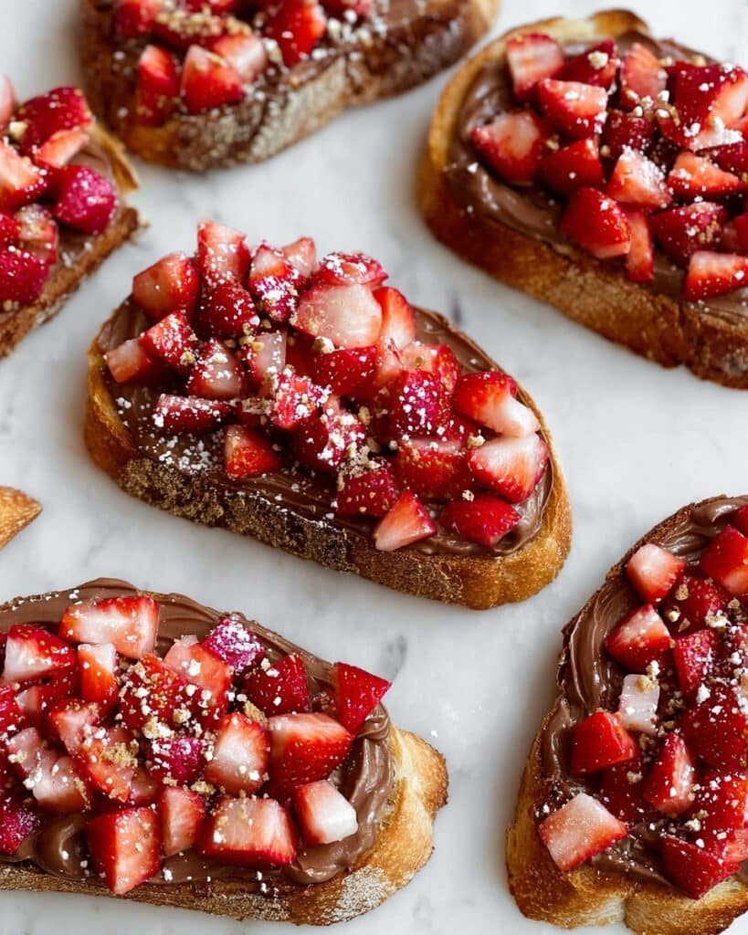 Strawberry Nutella Bruschetta with Cream Cheese and Walnuts Recipe