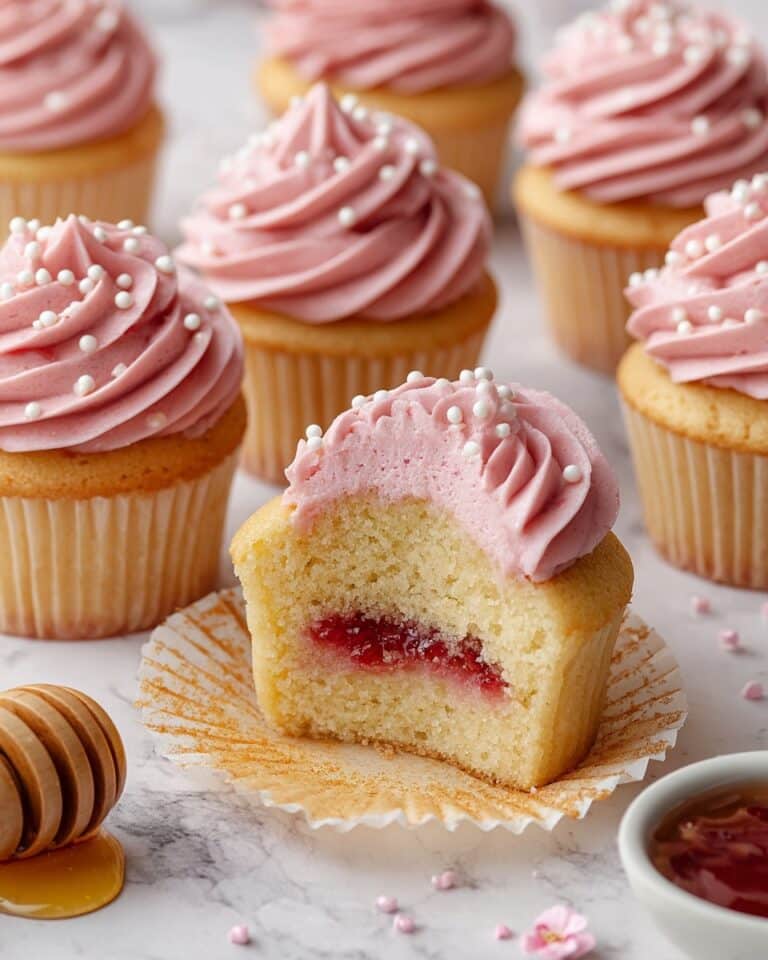 Rhubarb Honey Cupcakes with Rhubarb Jam and Buttercream Recipe