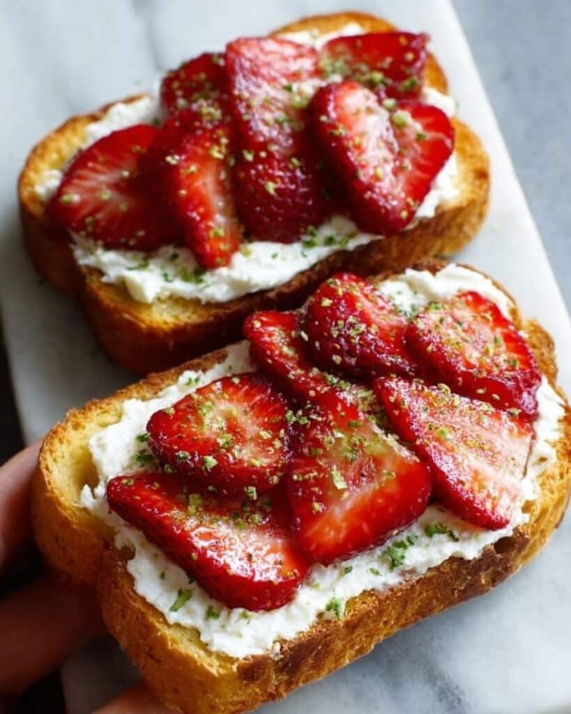 Roasted Strawberry Whipped Ricotta Toast Recipe