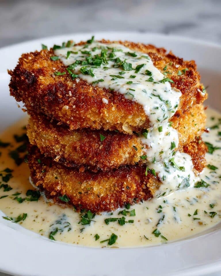 Parmesan Crusted Chicken with Creamy Garlic Sauce Recipe