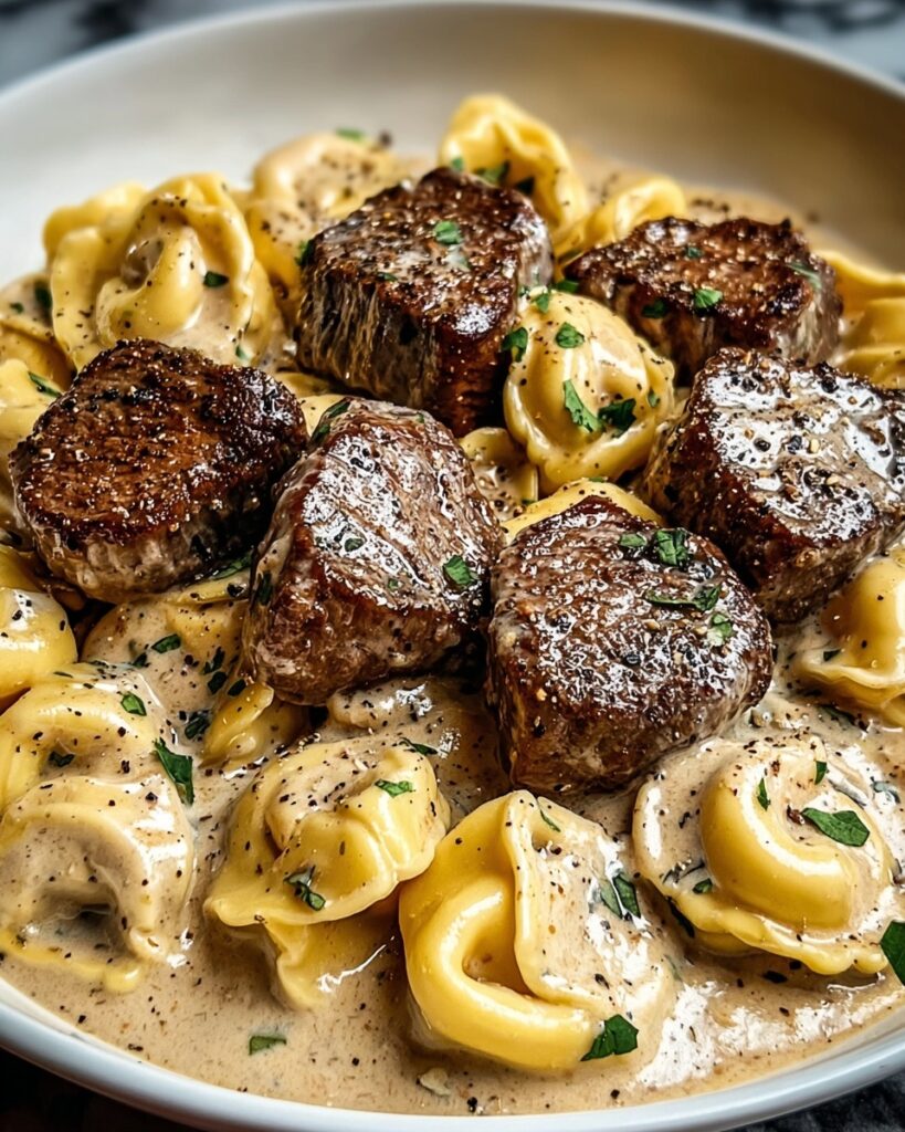 Cracked Garlic Steak Tortellini in Creamhouse Sauce Bliss Recipe