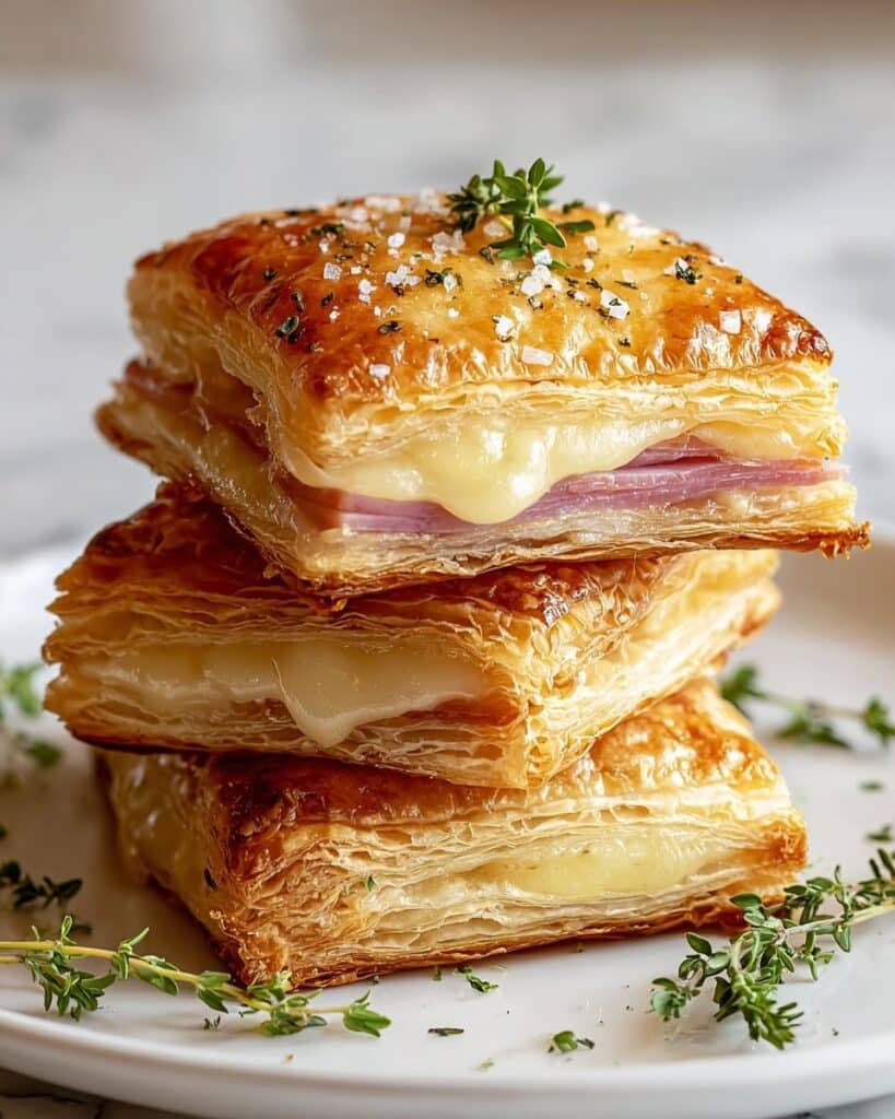 Crispy Ham & Cheese Puff Pastry Stacks Recipe